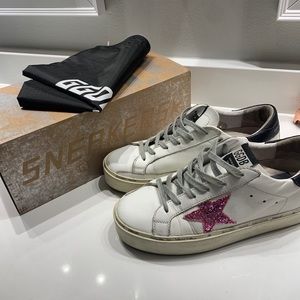 Pink Glitter Star Golden Goose